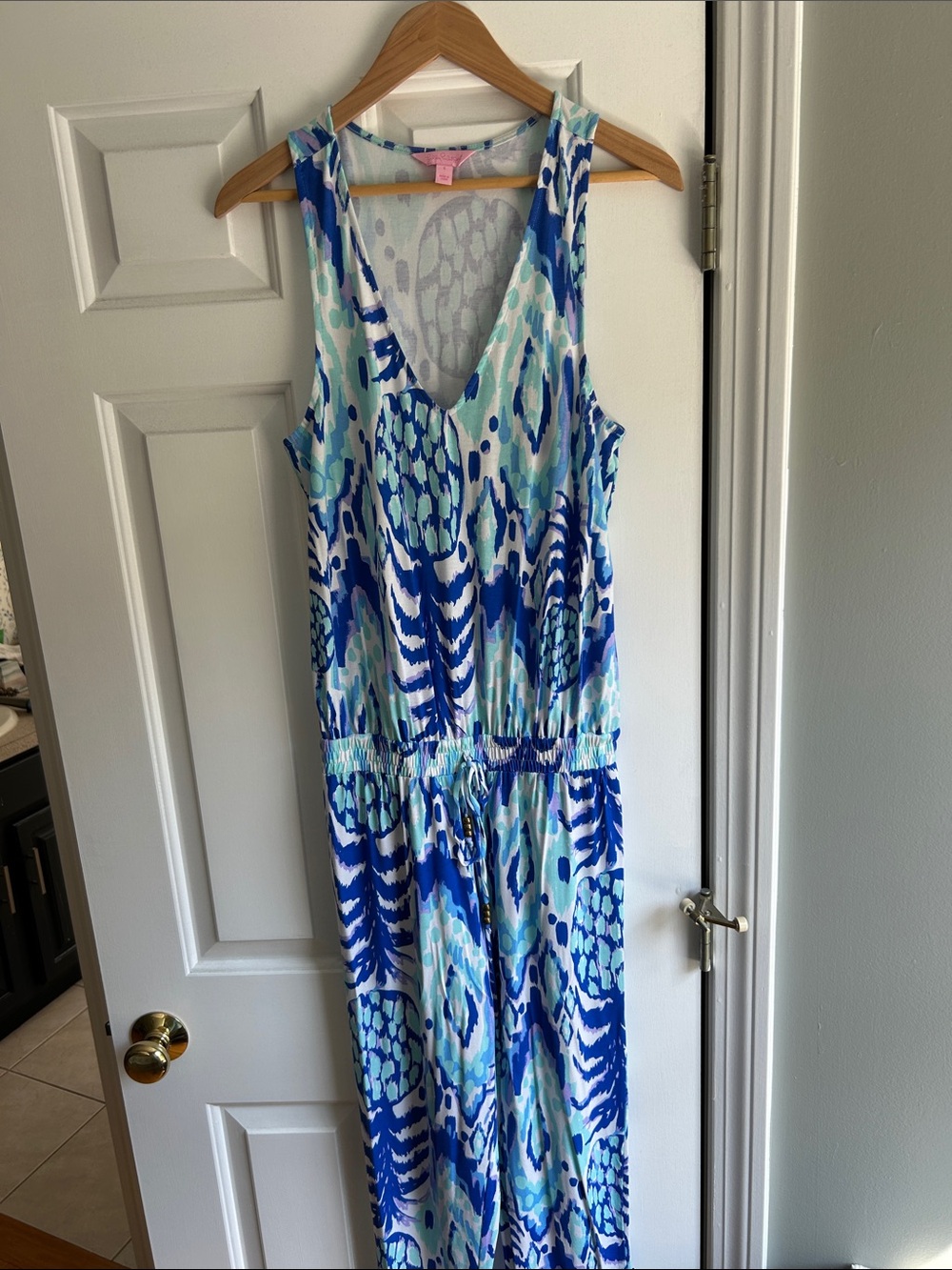 Lilly Pulitzer Blue & Aqua Sleeveless One-Piece Romper